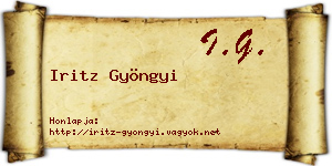 Iritz Gyöngyi névjegykártya